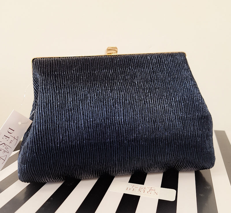 Navy Snap Close Clutch Bag