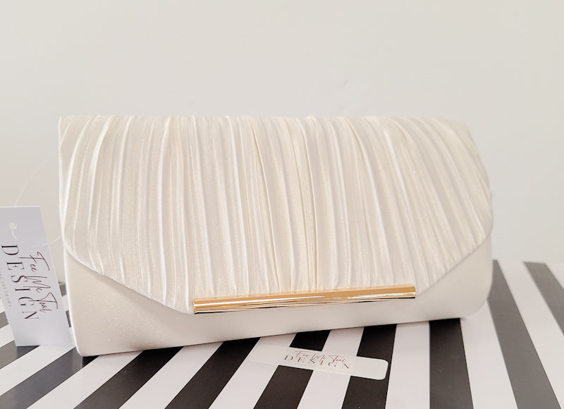 Ivory Pleated Clutch Bag