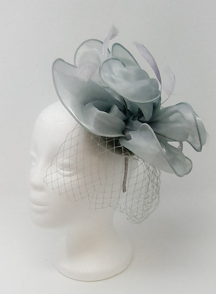 Fleur - Grey Chiffon Fascinator