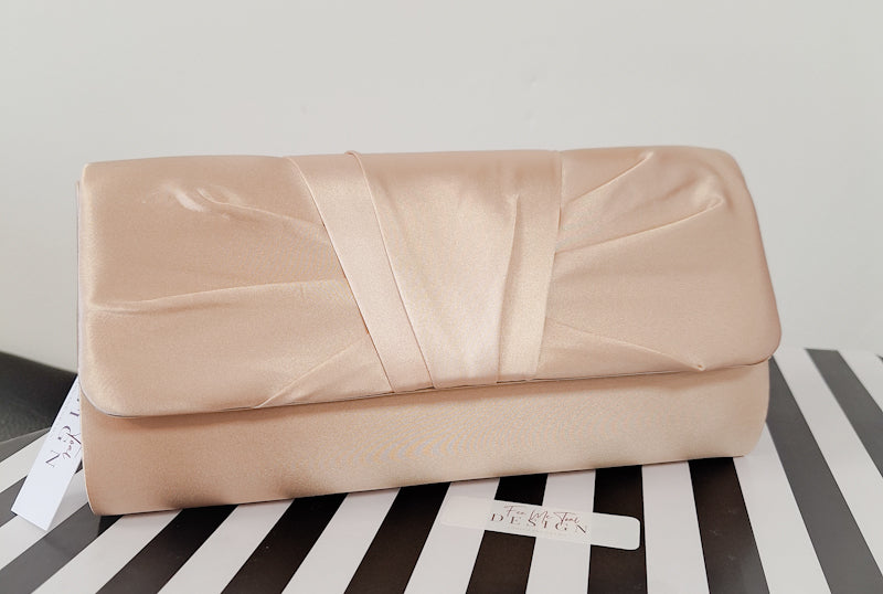 Satin Champagne Clutch Bag