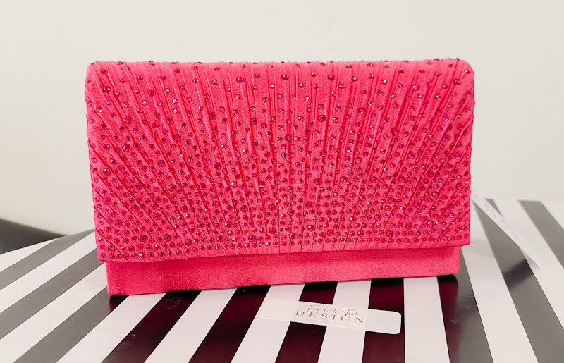 Fuschia Pink Diamante Clutch Bag