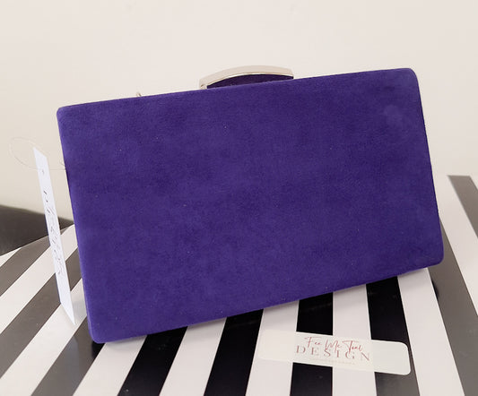 Purple Suede Box Clutch Bag