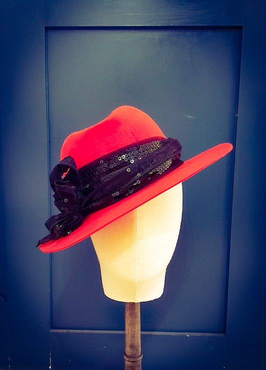 Red Felt Ladies Hat